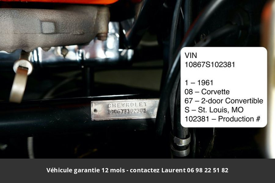 Chevrolet Corvette V8 283 ci 1961 prix tout compris